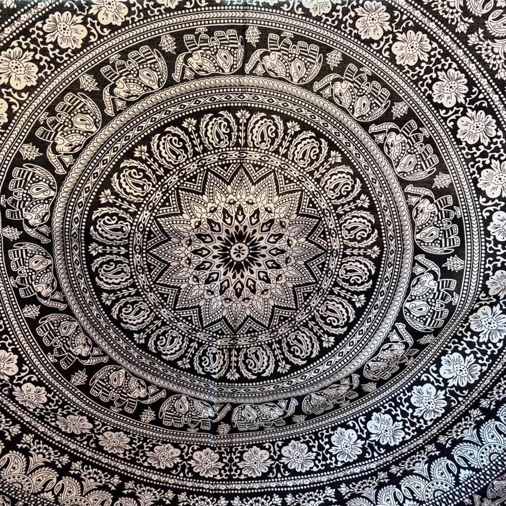 Mandala tapestry in black & white- purchased at Society 6. Great tapestry!